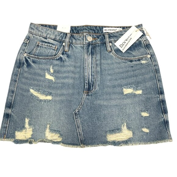 Blank NYC Revolve Distressed Denim Mini Skirt Size 28 NWT - Picture 1 of 3